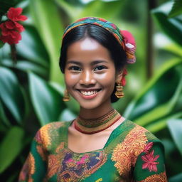 A portrait of an Indonesian girl wearing traditional attire