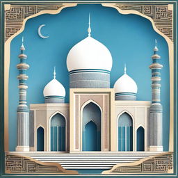 Create an image that showcases Islamic architecture with intricate geometric patterns and calligraphy