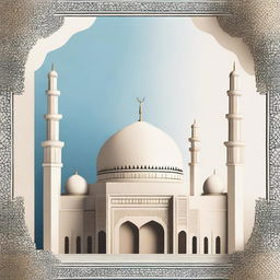 Create an image that showcases Islamic architecture with intricate geometric patterns and calligraphy