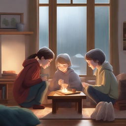 A heartwarming scene depicting the gift of rainy days