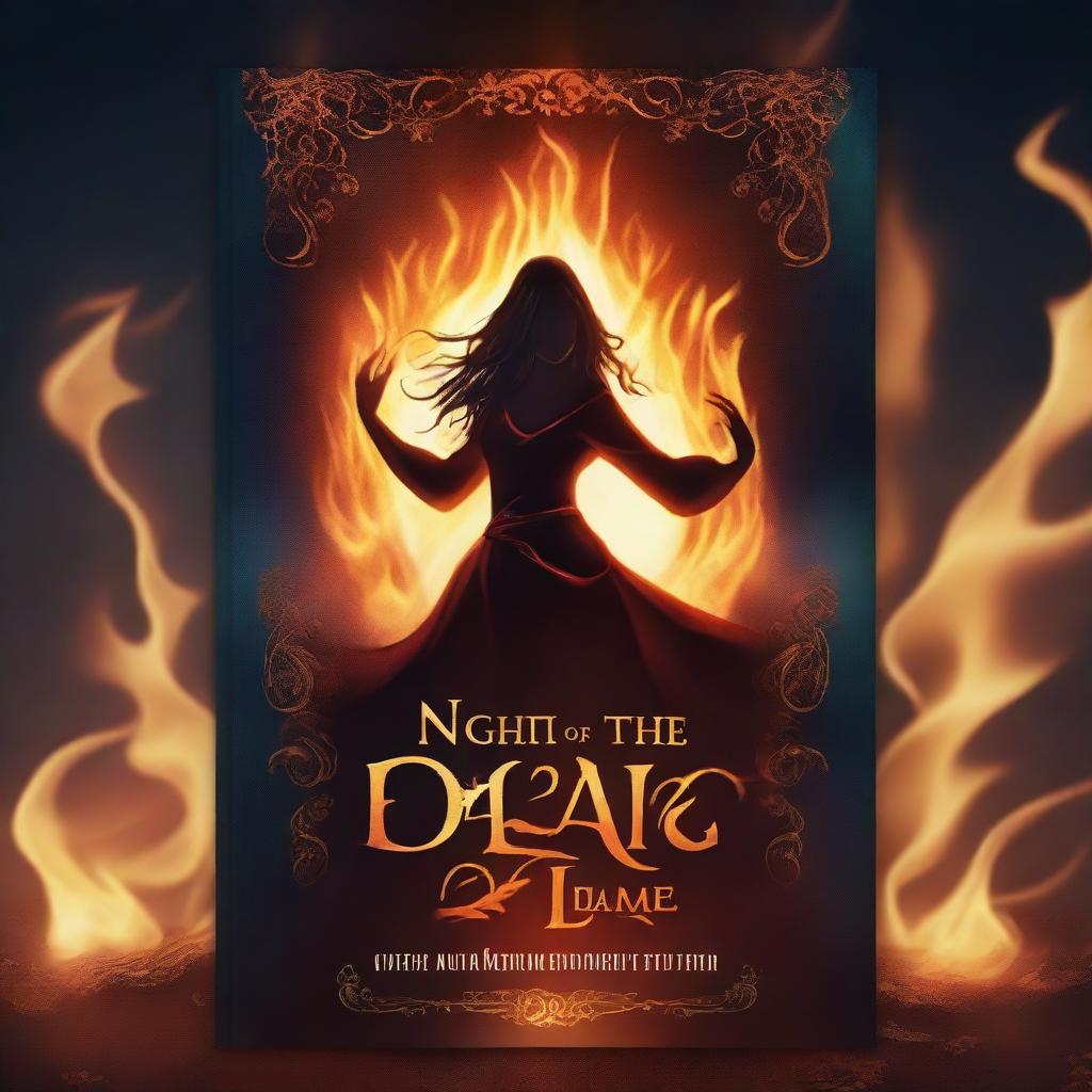 Create a book cover for a story titled 'Night of the Dancing Flame'