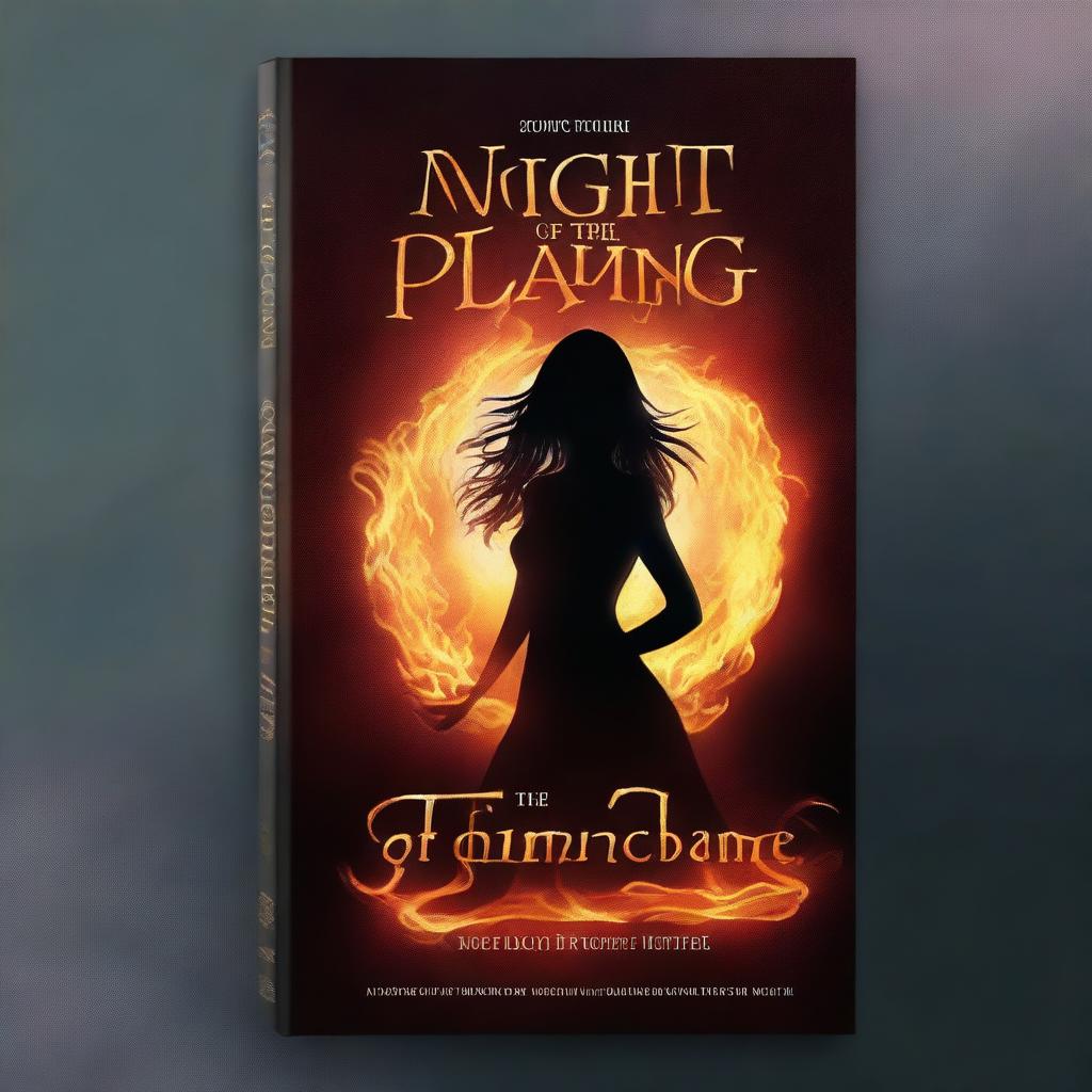 Create a book cover for a story titled 'Night of the Dancing Flame'