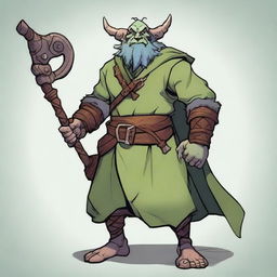 A strong and muscular male Firbolg cleric from Dungeons and Dragons