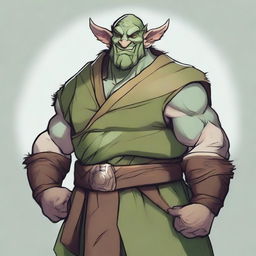 A strong and muscular male Firbolg cleric from Dungeons and Dragons