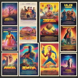 Create a vibrant and eye-catching poster showcasing all the new upcoming movies in 2024