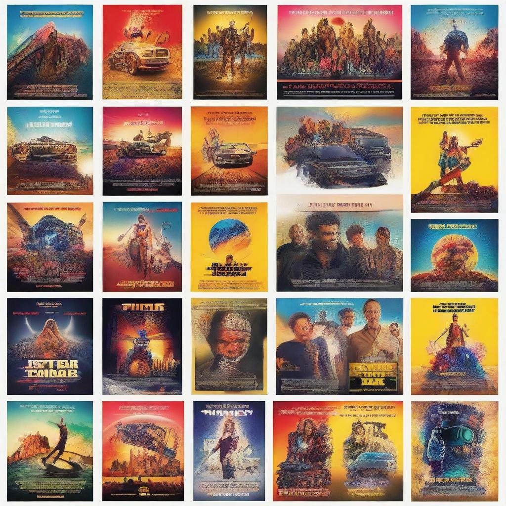 Create a vibrant and eye-catching poster showcasing all the new upcoming movies in 2024