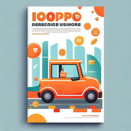 Create a book cover titled 'Road To Designing A Successful E-commerce' inspired by Shopee and Taobao colors
