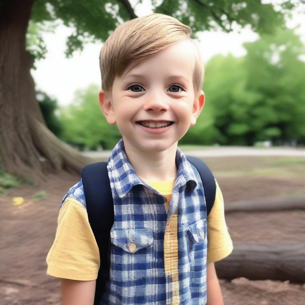 A high-definition 4K YouTube thumbnail for a documentary about a child who entered preschool, fell from a tree, and had a keen interest in social studies and technology