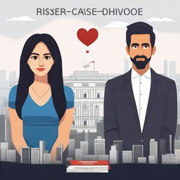 Create a realistic and cinematic YouTube thumbnail for a video titled 'Rising Cases of Divorce in India