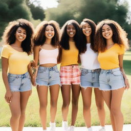 A group of cheerful and smiling girls standing together, radiating happiness and positivity