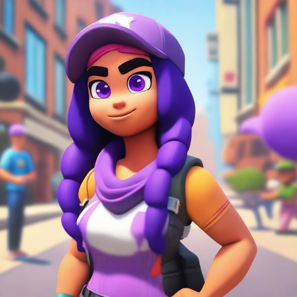 A realistic depiction of Shelly from Brawl Stars in real life