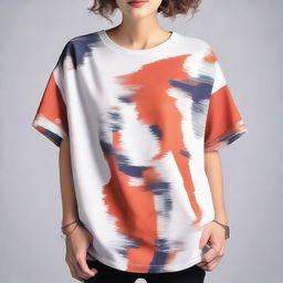 An oversized t-shirt featuring a unique and elegant design