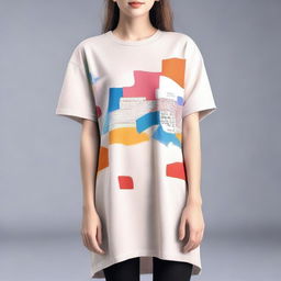 An oversized t-shirt featuring a unique and elegant design