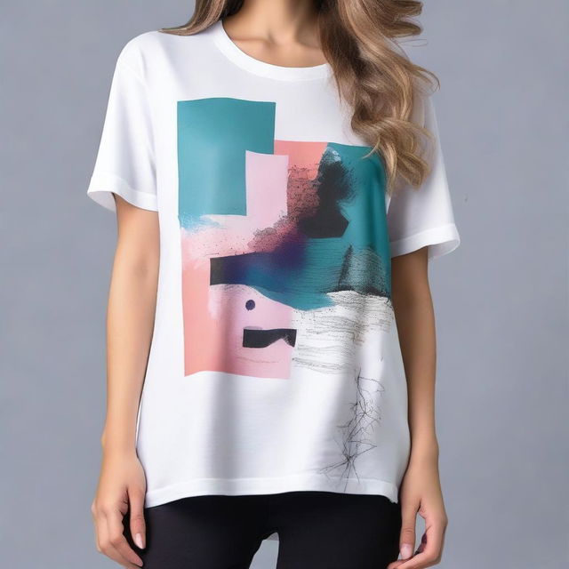 An oversized t-shirt featuring a unique and elegant design