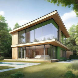 An illustration of a Passivhaus, showcasing its energy-efficient design