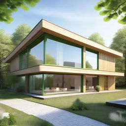 An illustration of a Passivhaus, showcasing its energy-efficient design