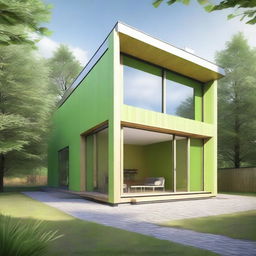 An illustration of a Passivhaus, showcasing its energy-efficient design