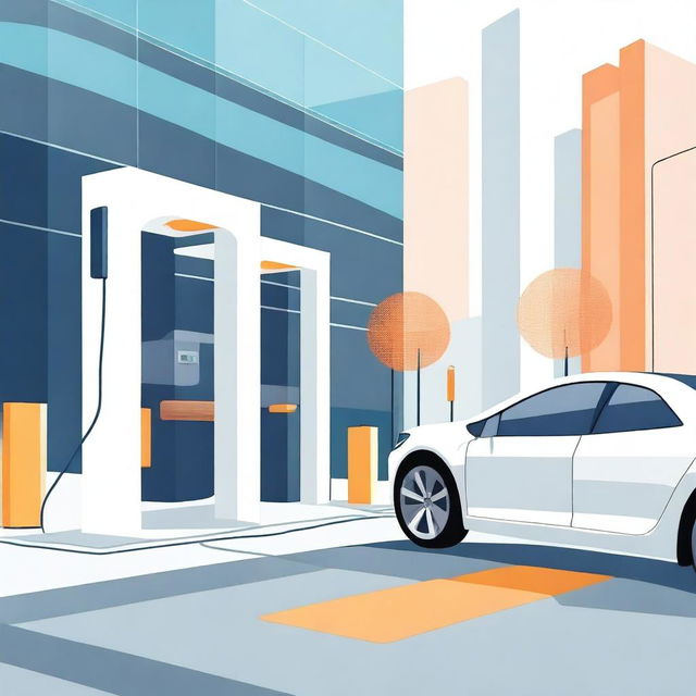 A modern illustration of an electric vehicle charging station