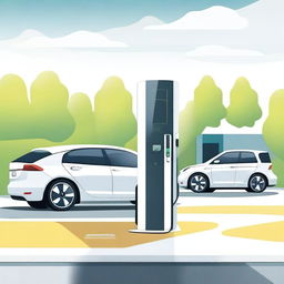 A modern illustration of an electric vehicle charging station