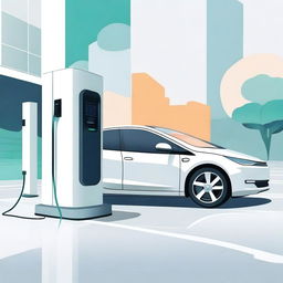 A modern illustration of an electric vehicle charging station