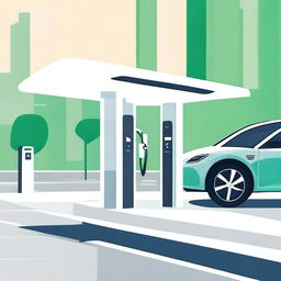 A modern illustration of an electric vehicle charging station