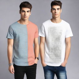 Create a men's oversized t-shirt featuring a unique and elegant design