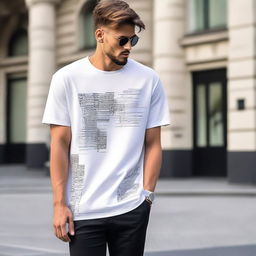 Design a men's oversized t-shirt with a unique and elegant design