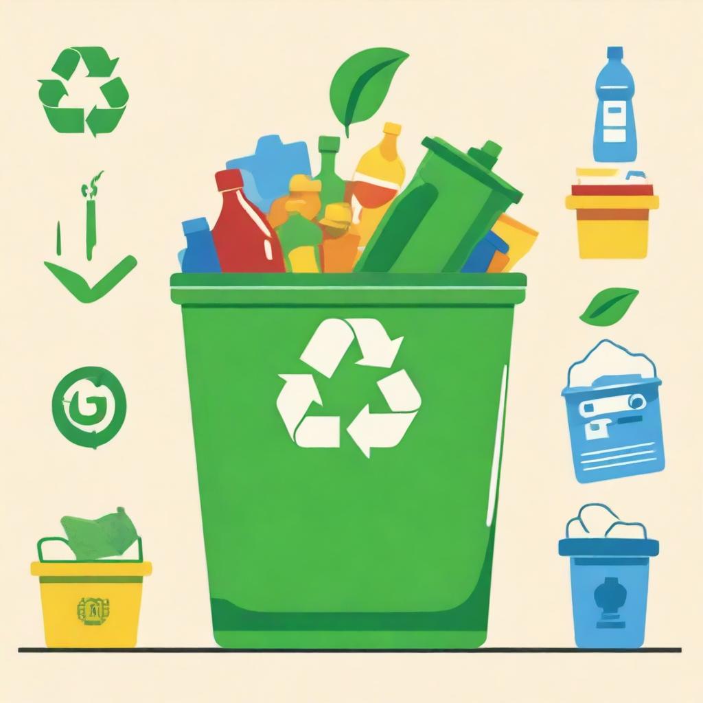 An engaging illustration promoting the concept of reduce, reuse, recycle