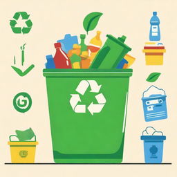 An engaging illustration promoting the concept of reduce, reuse, recycle