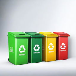 An illustration of segregated waste storage bins for recycling