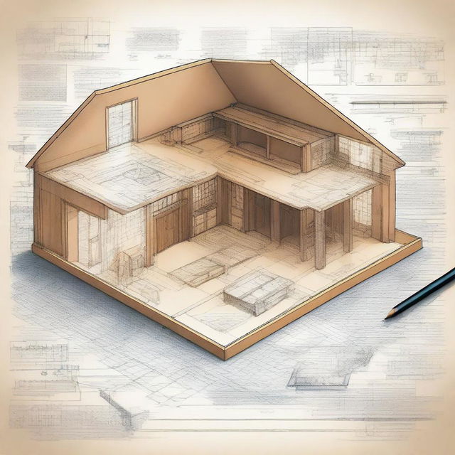 A detailed illustration of a house blueprint