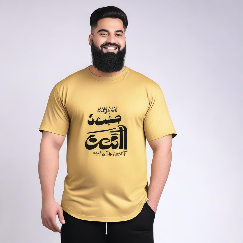 An oversized men's T-shirt featuring an elegant Islamic quote in Urdu on the front