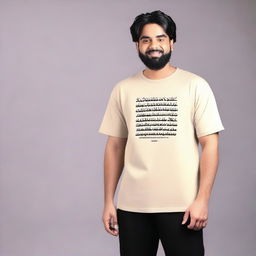 An oversized men's T-shirt featuring an elegant Islamic quote in Urdu on the front