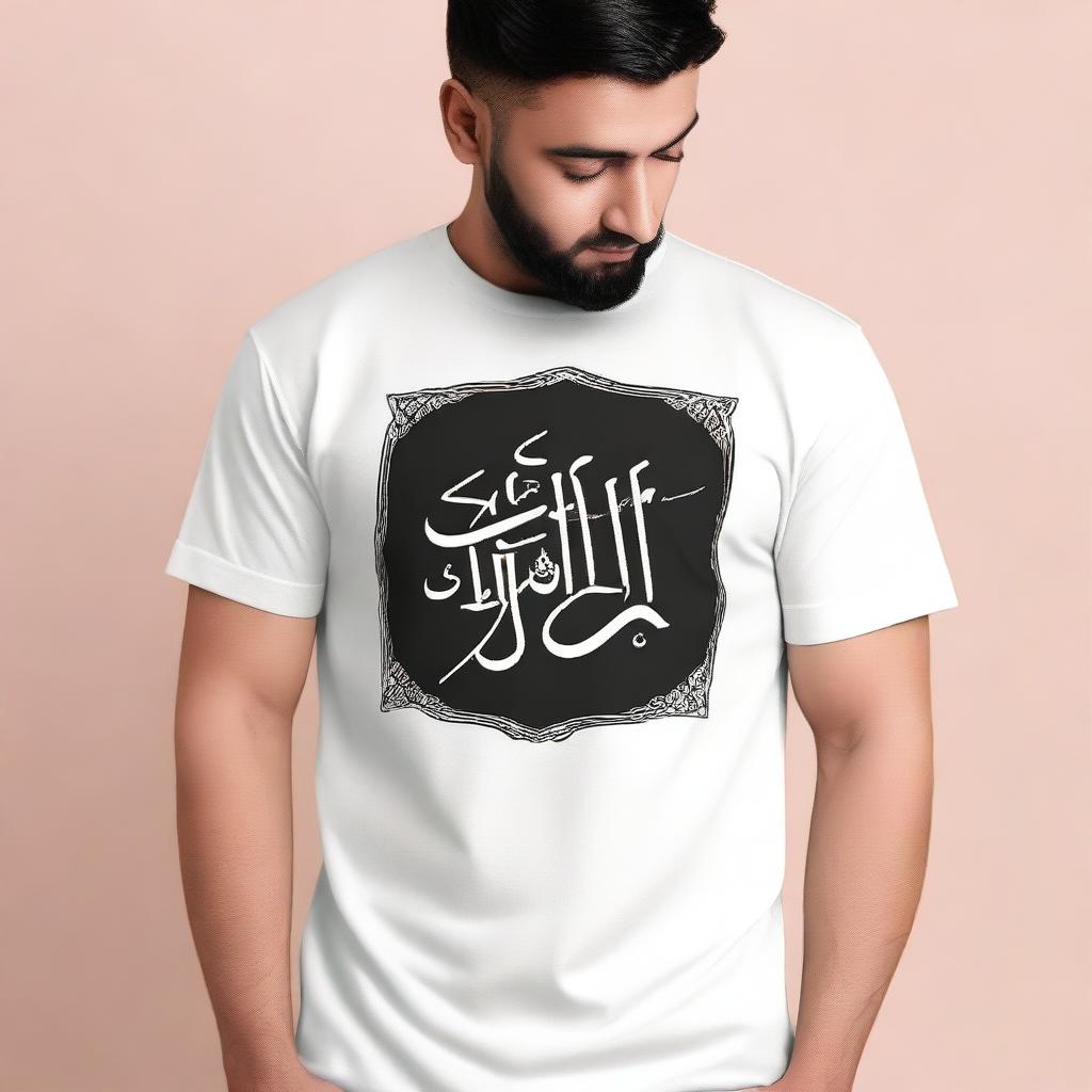 Oversized men's T-shirts featuring an Islamic quote line in Urdu language on the front