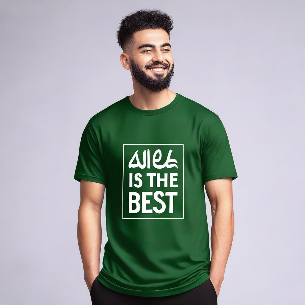 A men's oversized t-shirt with the text 'Allah is the best planner' prominently displayed on the front side