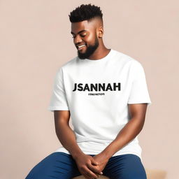 A men's oversized t-shirt with the text 'Strive for Jannah' prominently displayed on the front side