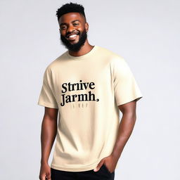 A men's oversized t-shirt with the text 'Strive for Jannah' prominently displayed on the front side