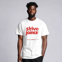 A men's oversized t-shirt with the text 'Strive for Jannah' prominently displayed in large size on the front side