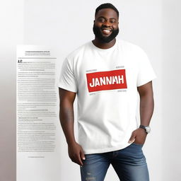 A men's oversized t-shirt with the text 'Strive for Jannah' prominently displayed in large size on the front side