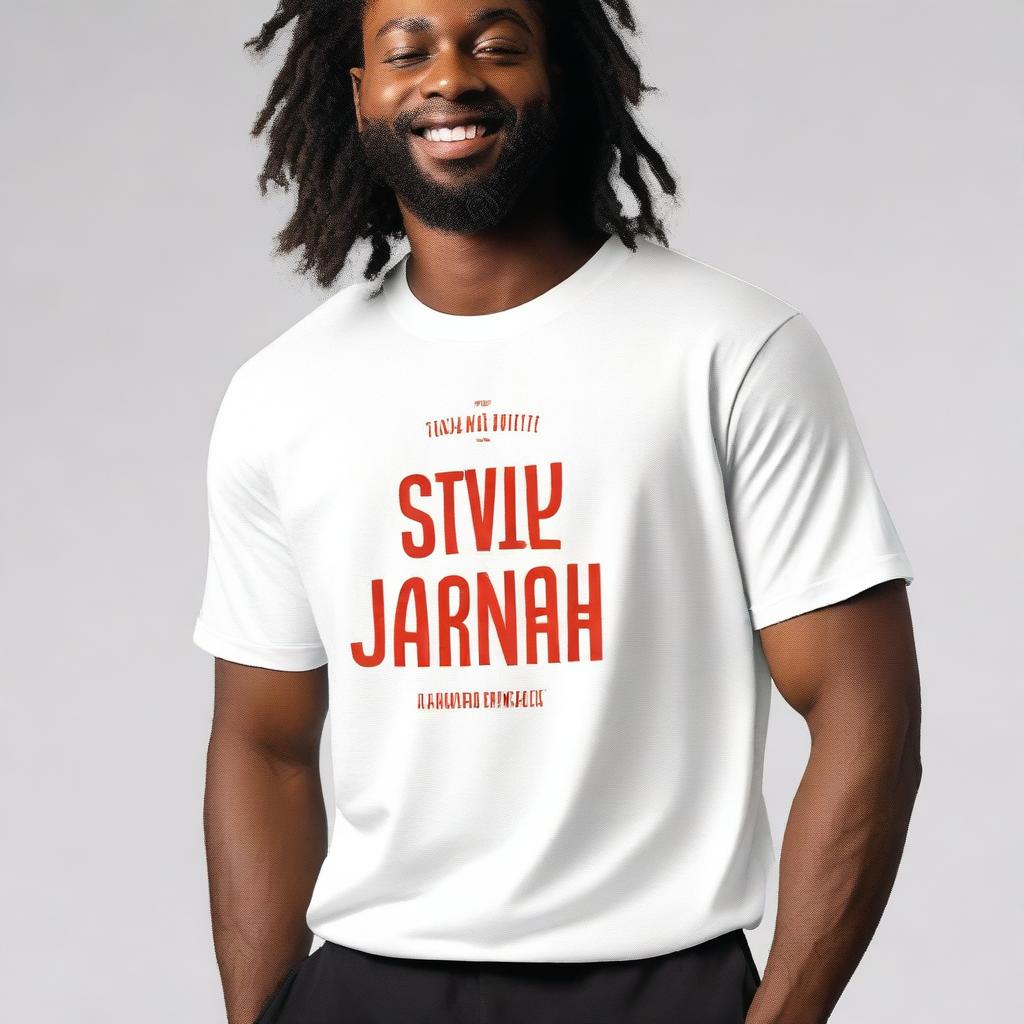 A men's oversized t-shirt with the text 'Strive for Jannah' prominently displayed on the front side in a large size