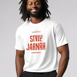 A men's oversized t-shirt with the text 'Strive for Jannah' prominently displayed on the front side in a large size