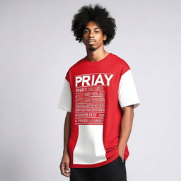 A men's oversized t-shirt with the text 'Pray