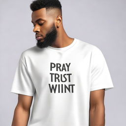 A men's oversized t-shirt with the text 'Pray