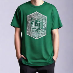 A men's oversized t-shirt featuring an Islamic design