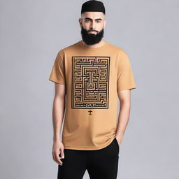 A men's oversized t-shirt featuring an Islamic design