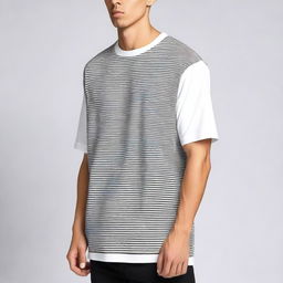 A men's oversized t-shirt featuring a unique style design on the front corner