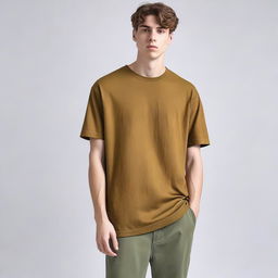 A men's oversized t-shirt featuring a unique small design on the front corner