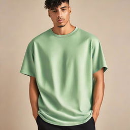 A men's oversized t-shirt featuring a decent and tasteful design on the front corner