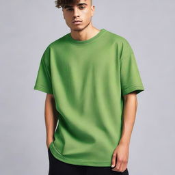 A men's oversized t-shirt featuring a decent and tasteful design on the front corner