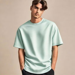 A men's oversized t-shirt featuring a decent and tasteful design on the front corner